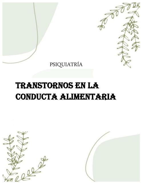 Trastornos en la Conducta Alimentaria 