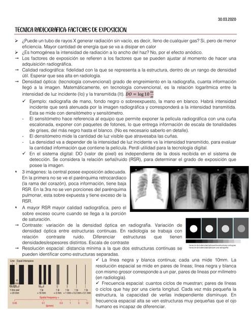 Factores de exposición y calidad radiográfica  