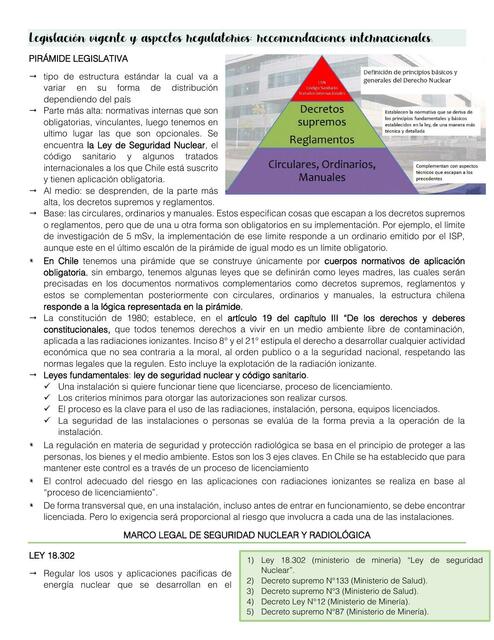 Legislación Vigente y Aspectos Regulatorios: Recomendaciones Internacionales 