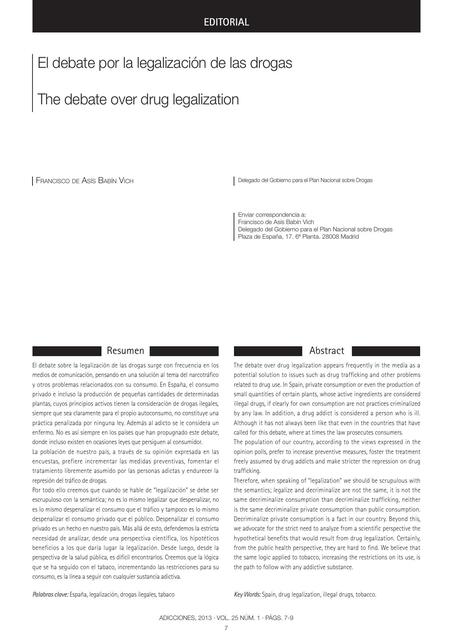 El debate por la legalización de las drogas