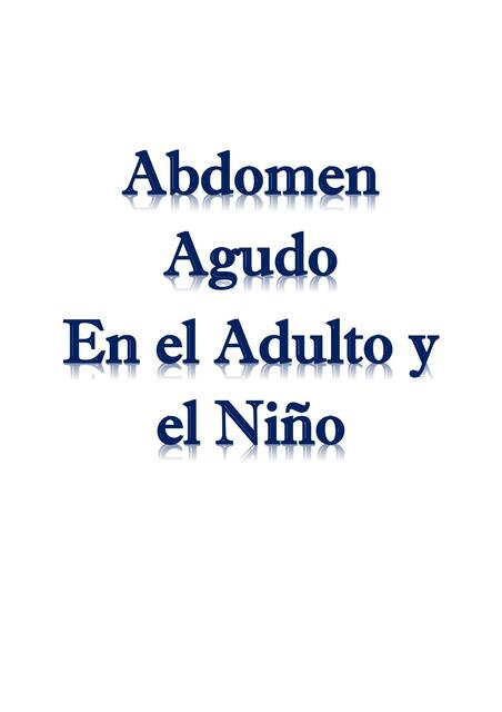 Abdomen Agudo en el Adulto y el Niño 