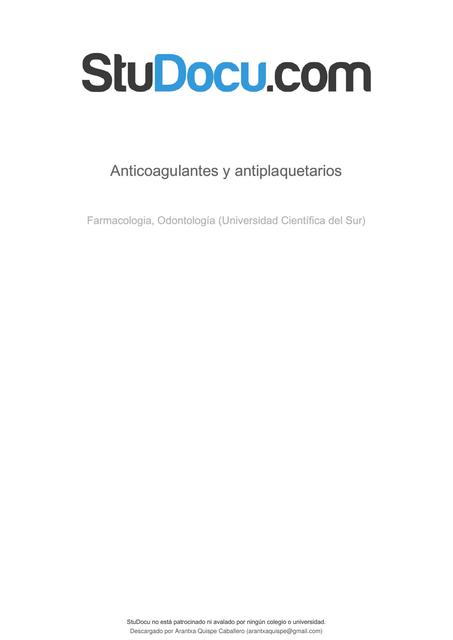 Anticoagulantes y anti plaquetarios 