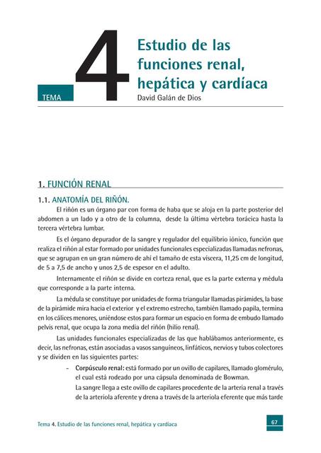 Estudio de las función renal hepática y cardiaca 