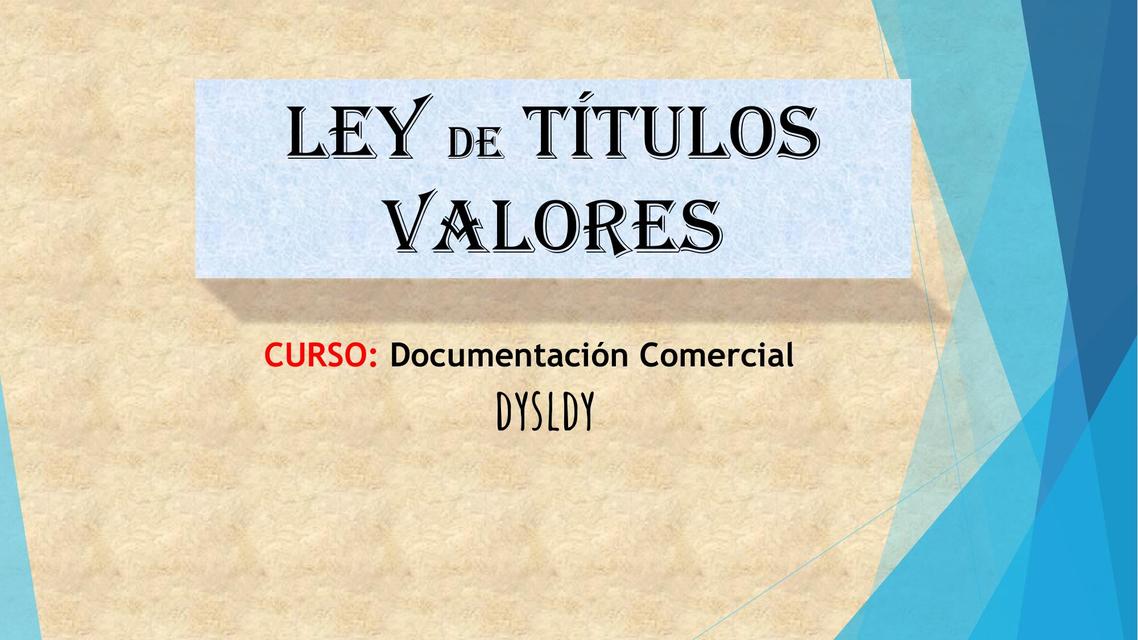 Ley de títulos valores 