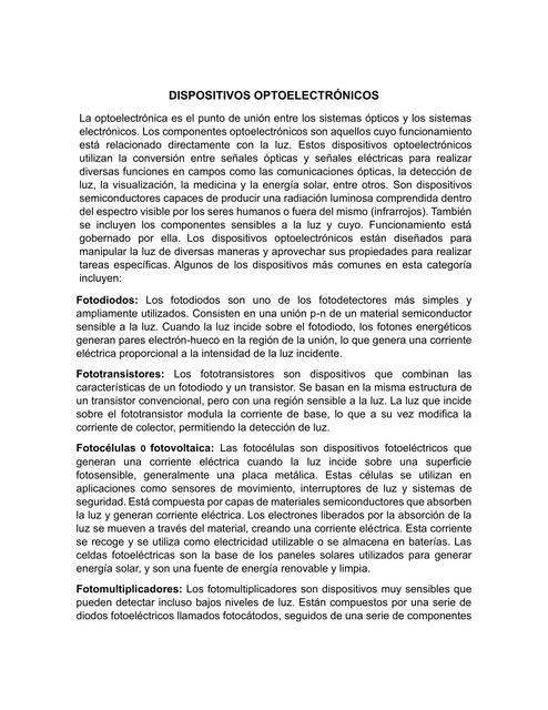 Dispositivos Optoelectrónicos   