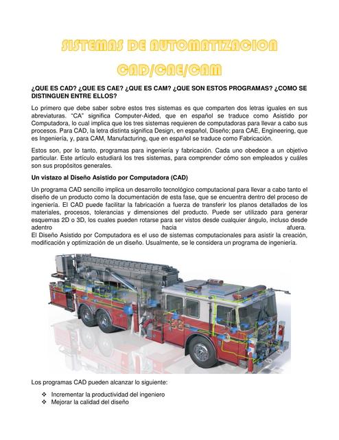 Sistemas de automatización CAD CAE CAM | Victor D. Illanes | uDocz