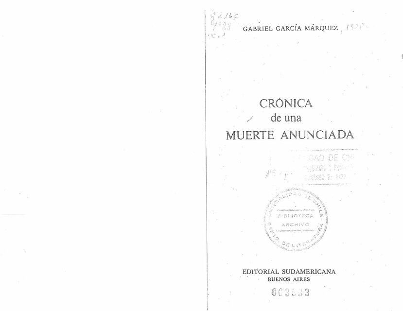Crónica de una Muerte Anunciada - Gabriel García Márquez | Alianza