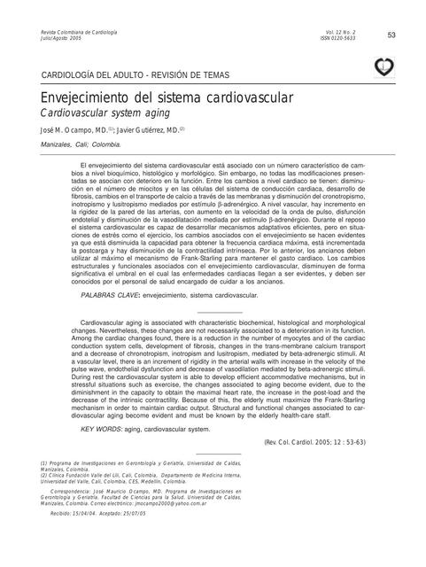 Envejecimiento del Sistema Cardiovascular