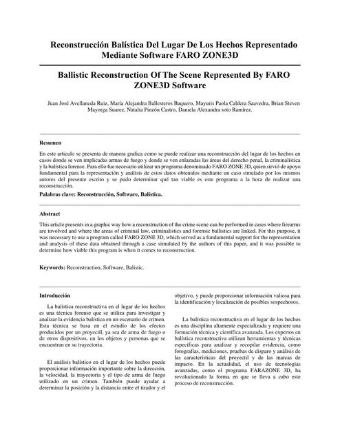 Reconstrucción Balística Del Lugar De Los Hechos  