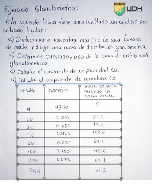 Ejercicio mecánica de suelos 