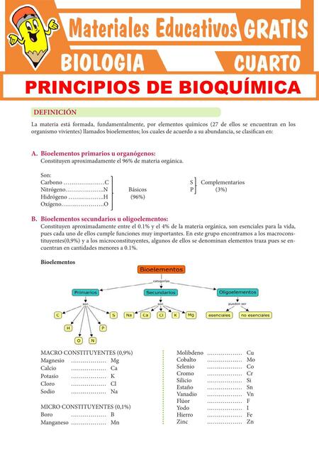 Principios de Bioquímica para Cuarto Grado 