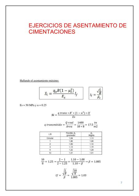 Ejercicios de Asentamiento de Cimentaciones 