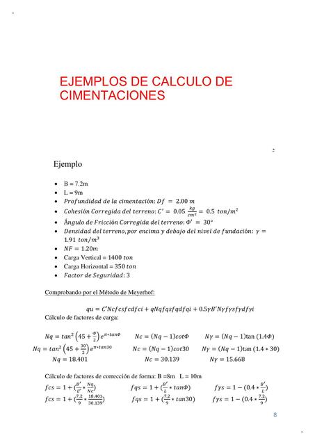 Ejemplos de Cálculo de Cimentaciones 