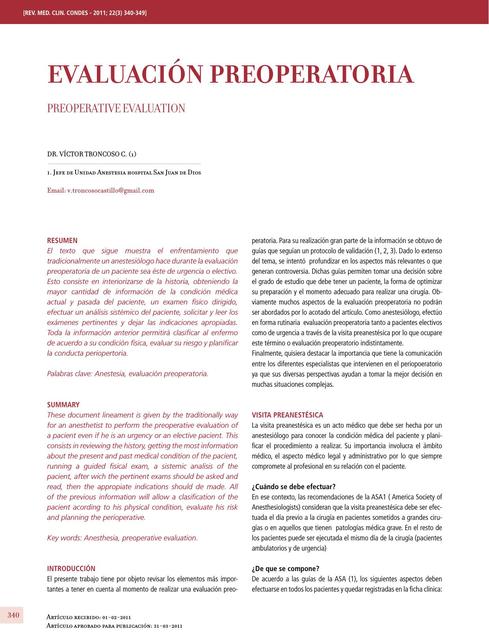 Evaluación Preoperatoria