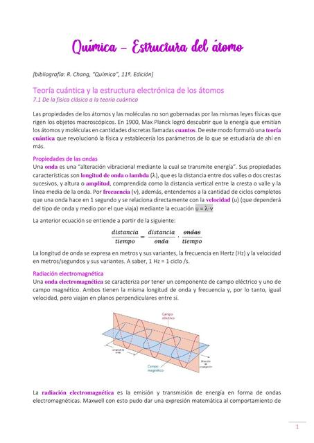 Teoría Cuántica y Orbitales Atómicos