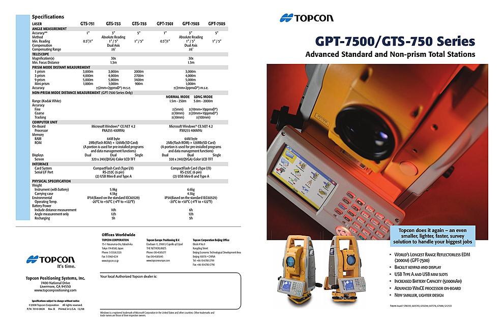 Manual de estación  total. GPT-7500/GTS-750 Series