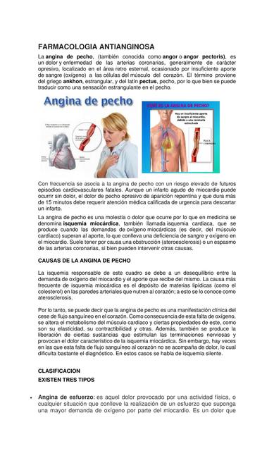 Farmacología Antianginosa  