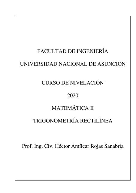 Trigonometría rectilínea, teoría y ejercicios | Ingreso a FIUNA