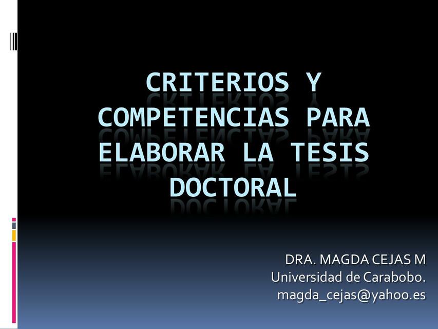 Criterios y competencias para elaborar tesis doctoral 