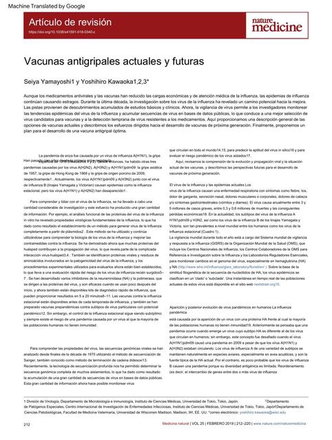 Vacunas antigripales actuales y futuras 