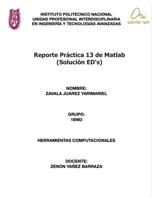 Reporte Práctica 13 de Matlab 