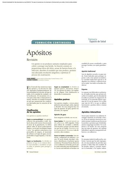 Clasificación de apósitos