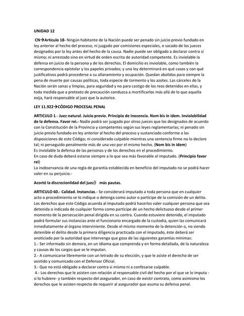 Unidad 12 y 13 leyes y código procesal  