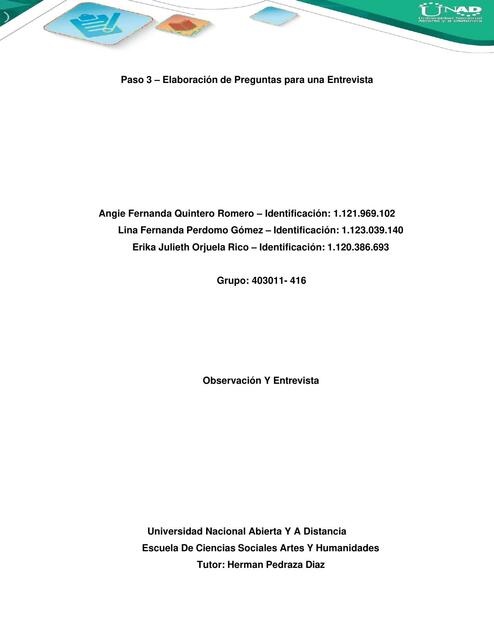 Paso 3 Elaboración de Preguntas para una Entrevista