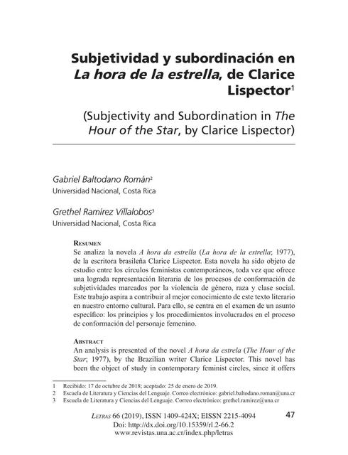 La hora de la estrella Clarice Lispector Libro completo en PDF