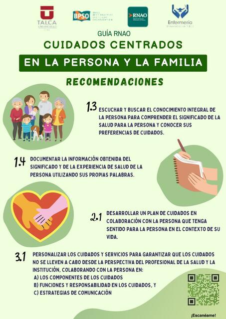 Recomendaciones RNAO Cuidados centrados en la persona y la familia