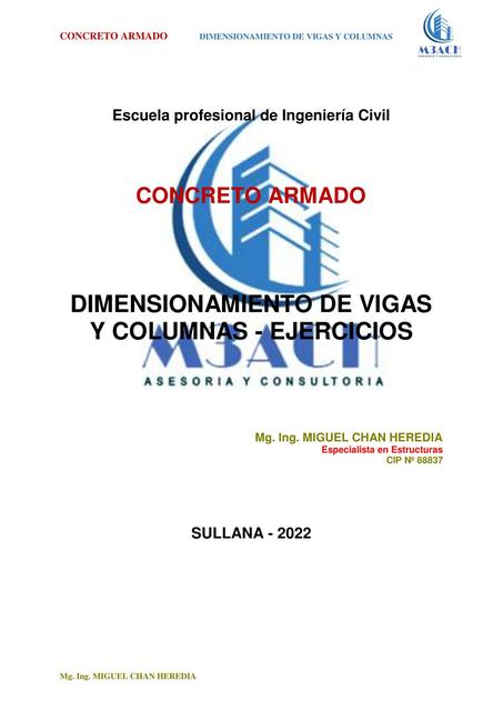 Dimensionamiento de vigas y columnas 