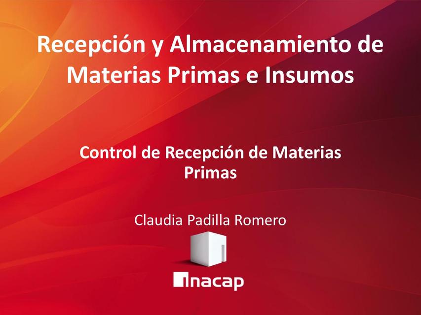 5 Control de Recepción de materias primas 