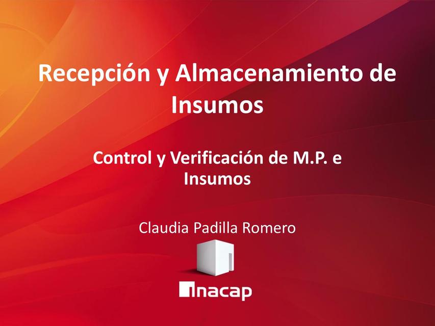 10 Control y Verificación de MP e Insumos 