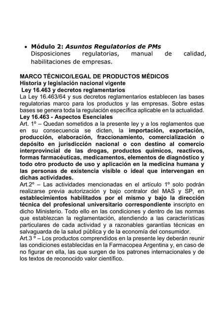 Marco Técnico/Legal de Productos Médicos 