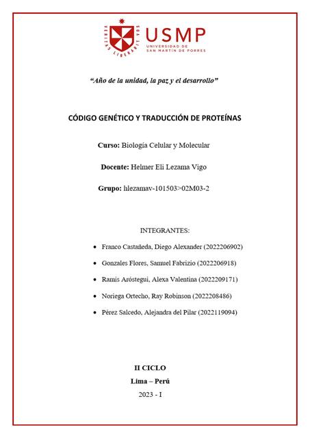 Código Genético y Traducción de Proteínas 