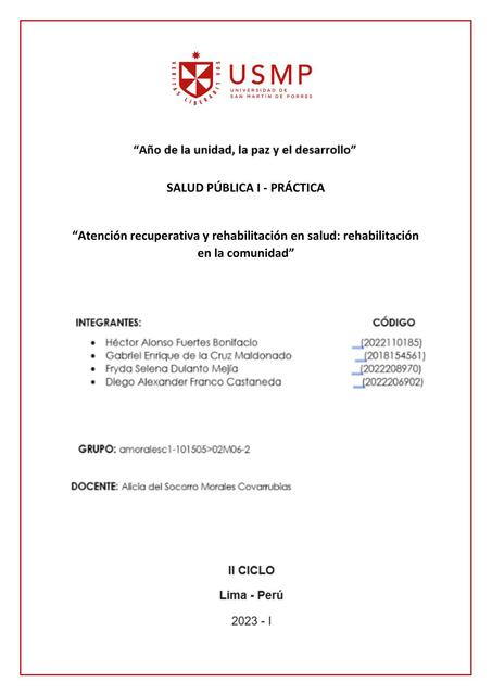 Atención Recuperativa y Rehabilitación en Salud: Rehabilitación en la Comunidad