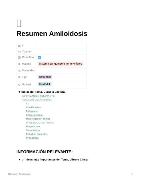 Resumen Amiloidosis  