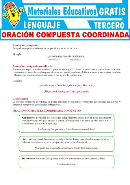 Las Oraciones Compuestas Coordinadas Para Tercero