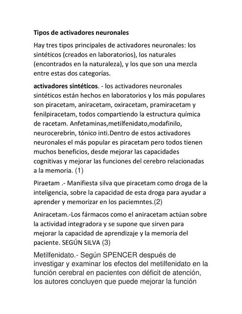 Tipos de activadores neuronales   