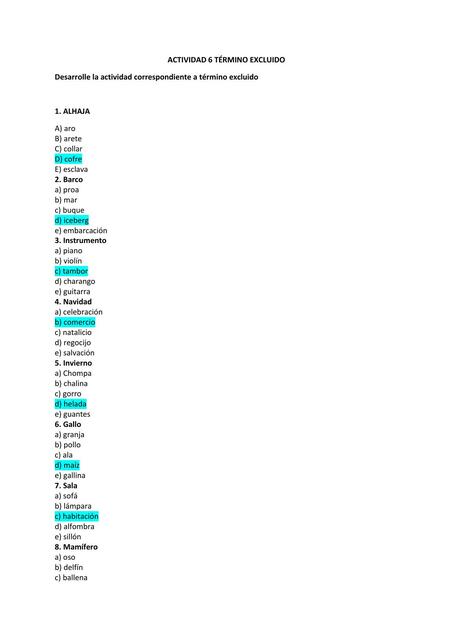 Actividad Término Excluido 