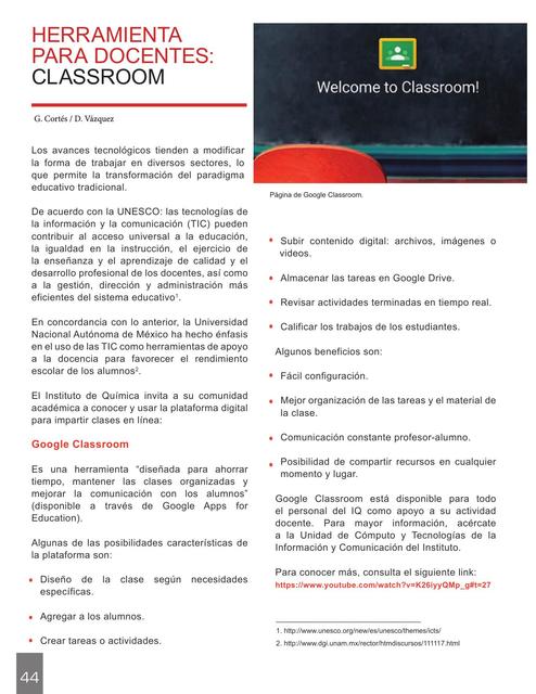 Herramientas para docentes: Classroom