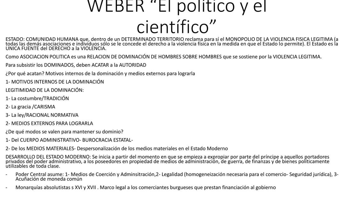 WEBER “El político y el científico”