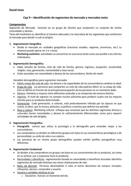  Identificación de segmentos de mercado y mercados meta