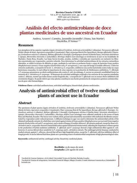 Dialnet Análisis Del Efecto Antimicrobiano De Doce Plantas medicinales 