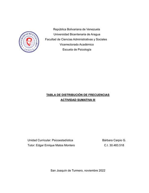 Tabla de Distribución de Frecuencias - Ejercicios Prácticos Psicoestadística