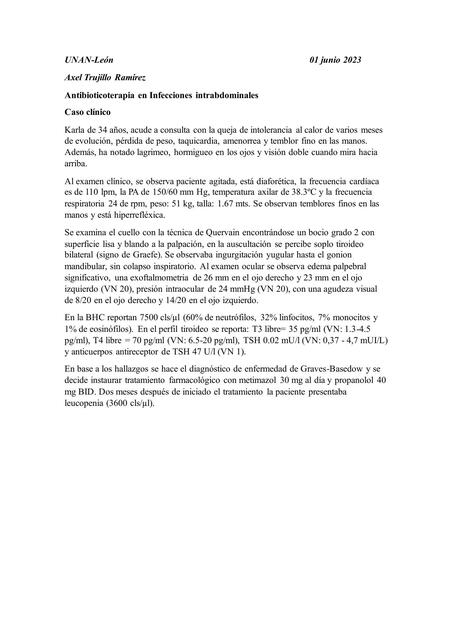 Antibioticoterapia en Infecciones intrabdominales  Caso clínico