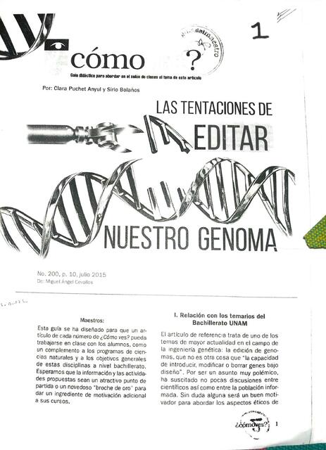 UNAM Las tentaciones de editar nuestro gen