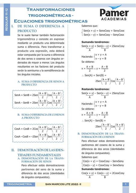 Transformaciones Trigonométricas 