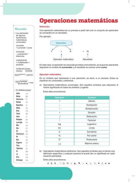 Operaciones matemáticas 