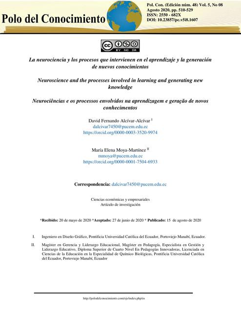 La neurociencia y los procesos que intervienen en el aprendizaje y la generación de nuevos conocimientos 